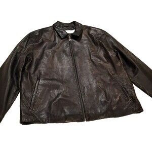 Robert Comstock Genuine Leather Black Jacket Size 46 Classic Vintage